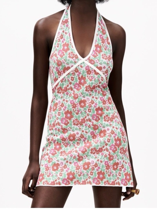 Zara Dresses & Skirts - Zara floral knit halter mini dress, large